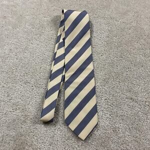 Seaward & Stearn Tie Mens Blue Cream Striped Silk Cotton Handmade England Preppy